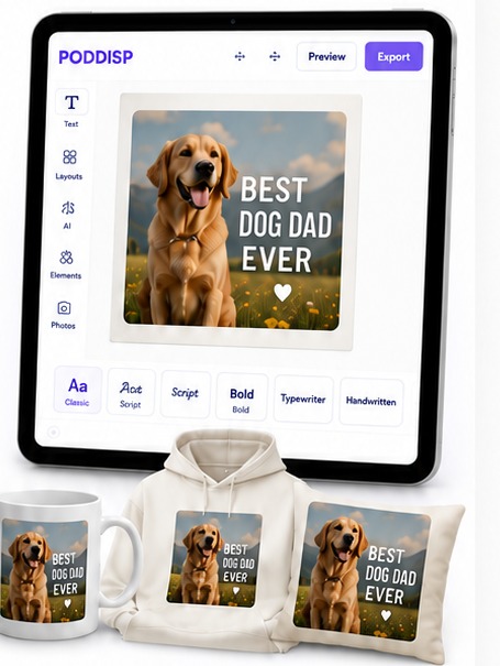PODDISP designer showing a photo turned into finished products